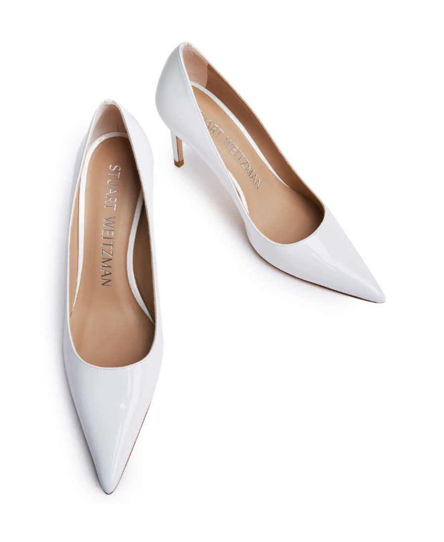 Stuart Weitzman 75mm Stuart Power Pointed-toe Leather Pumps In White
