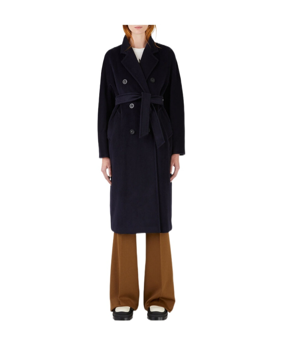 Max Mara Madame Wool And Cashmere Long Belted Coat In Black