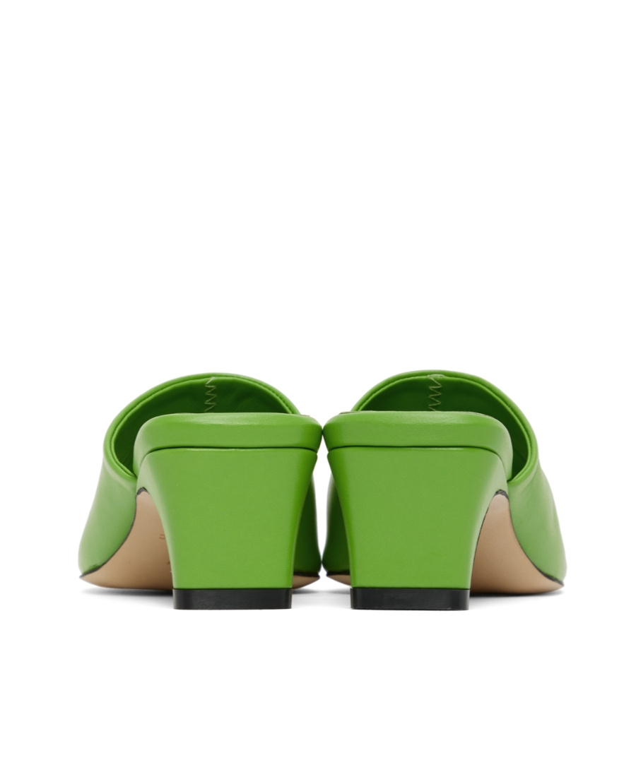 Low Classic Green Slide Heeled Sandals In Green