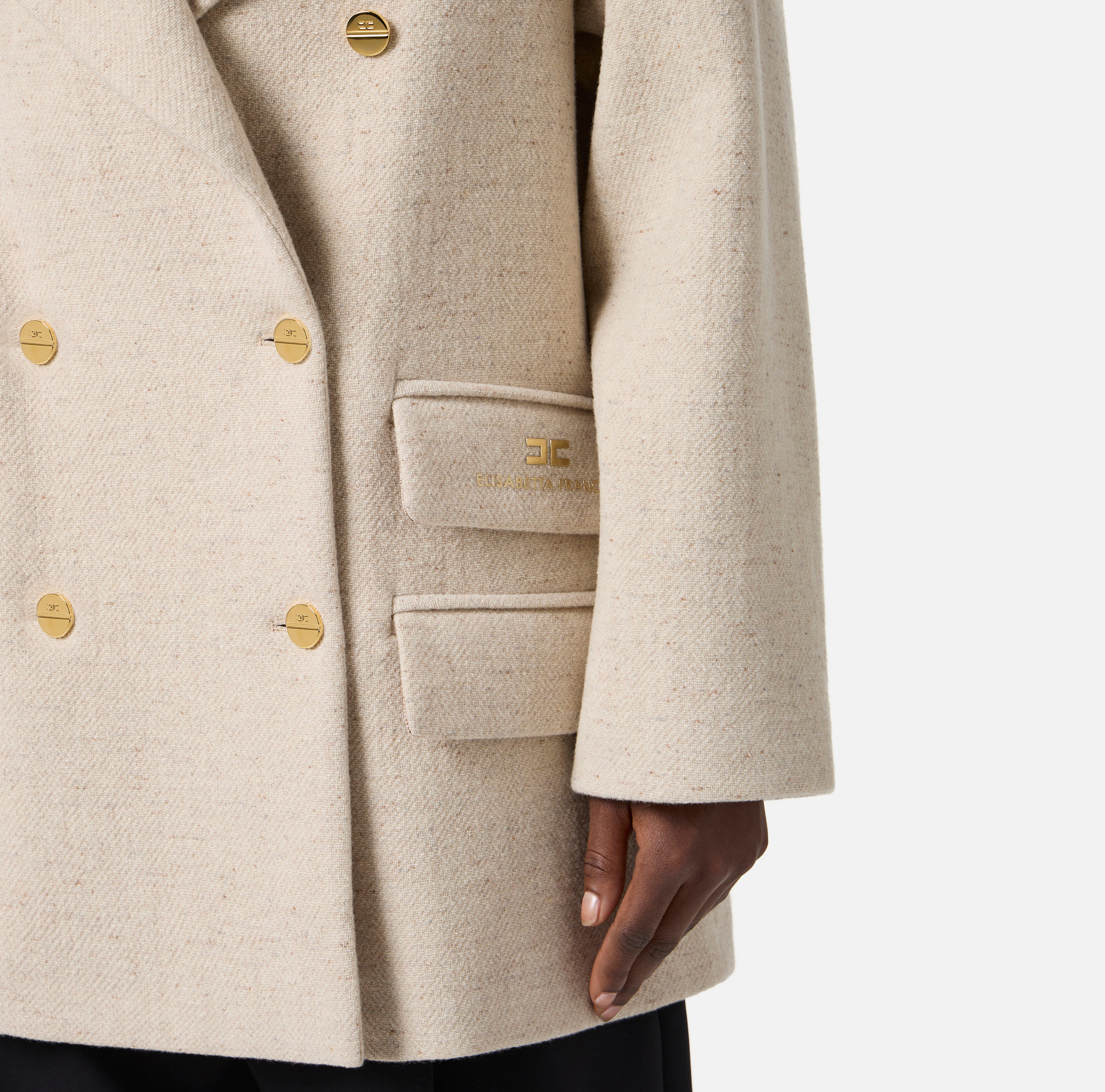 Elisabetta Franchi Double-breasted Coat Coats And Trench Coats White In Neutral