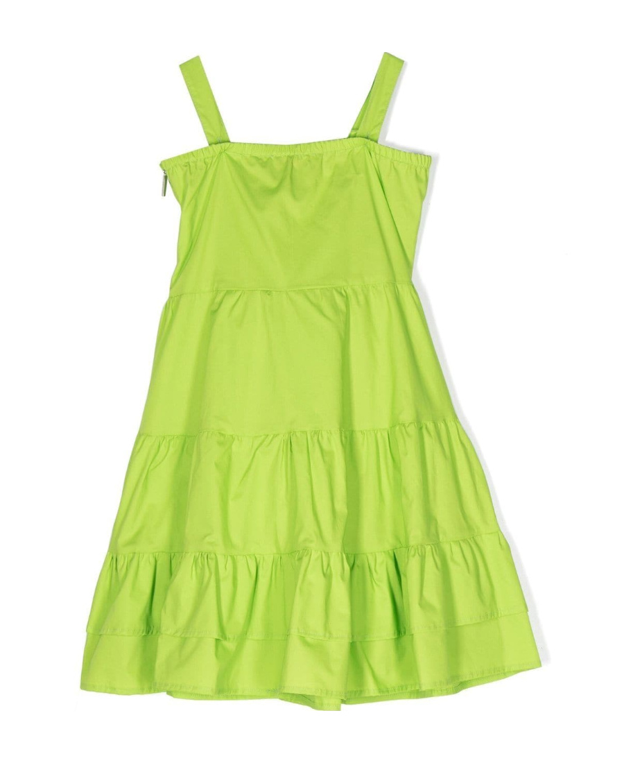 Msgm Ruffled-detail Cotton Dress In Green