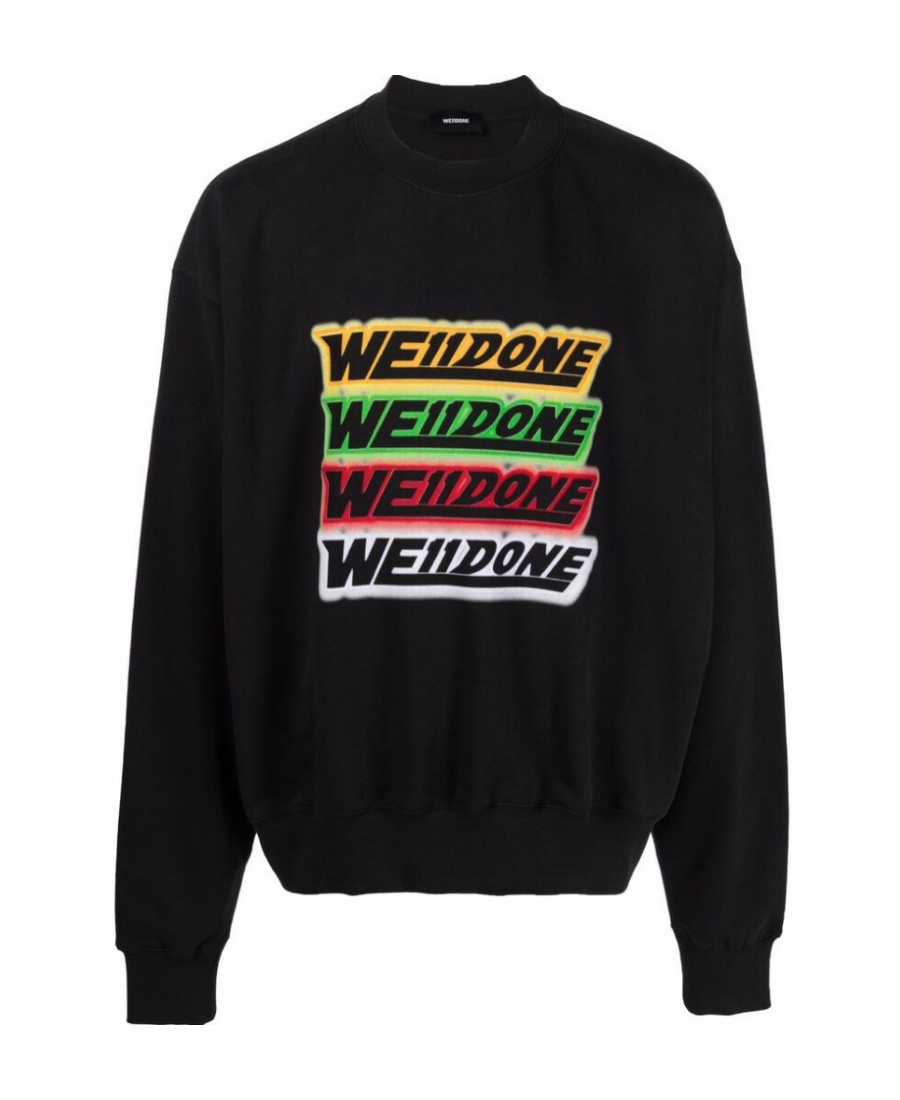 We11 Done Logo-embroidered Cotton Sweatshirt In Black