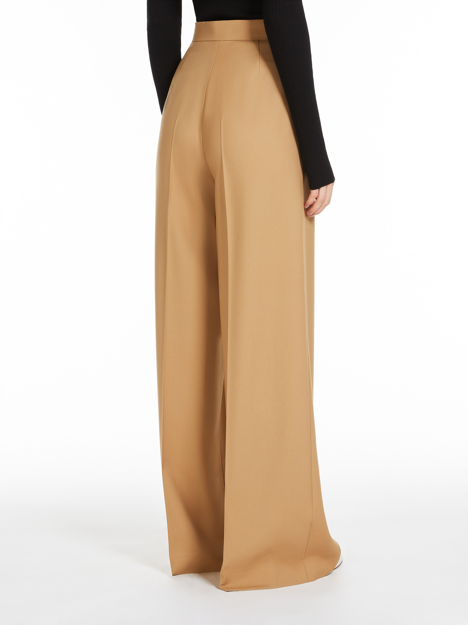 Max Mara Wool Nine Cents Casual Trousers In Nude