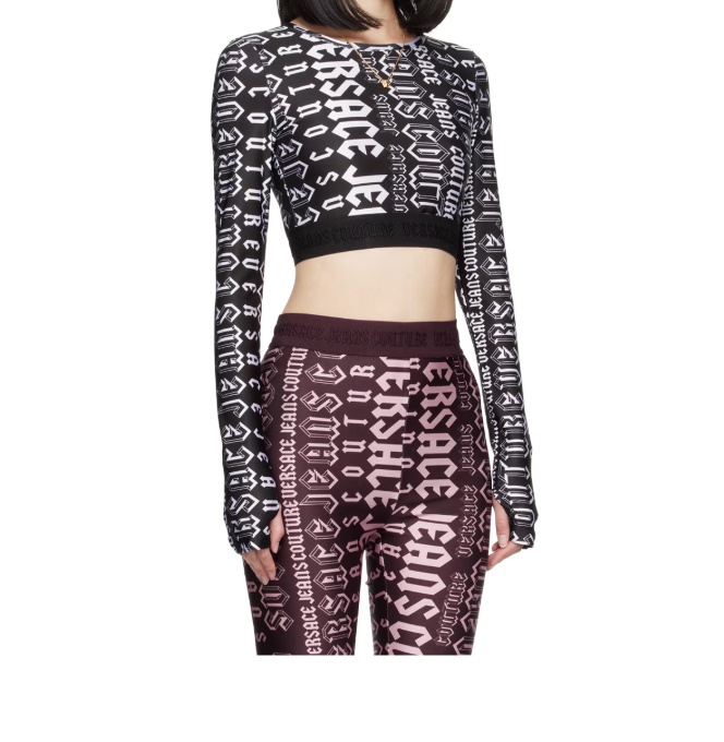 Versace Jeans Crew Neck Long Sleeve T-shirt In Black
