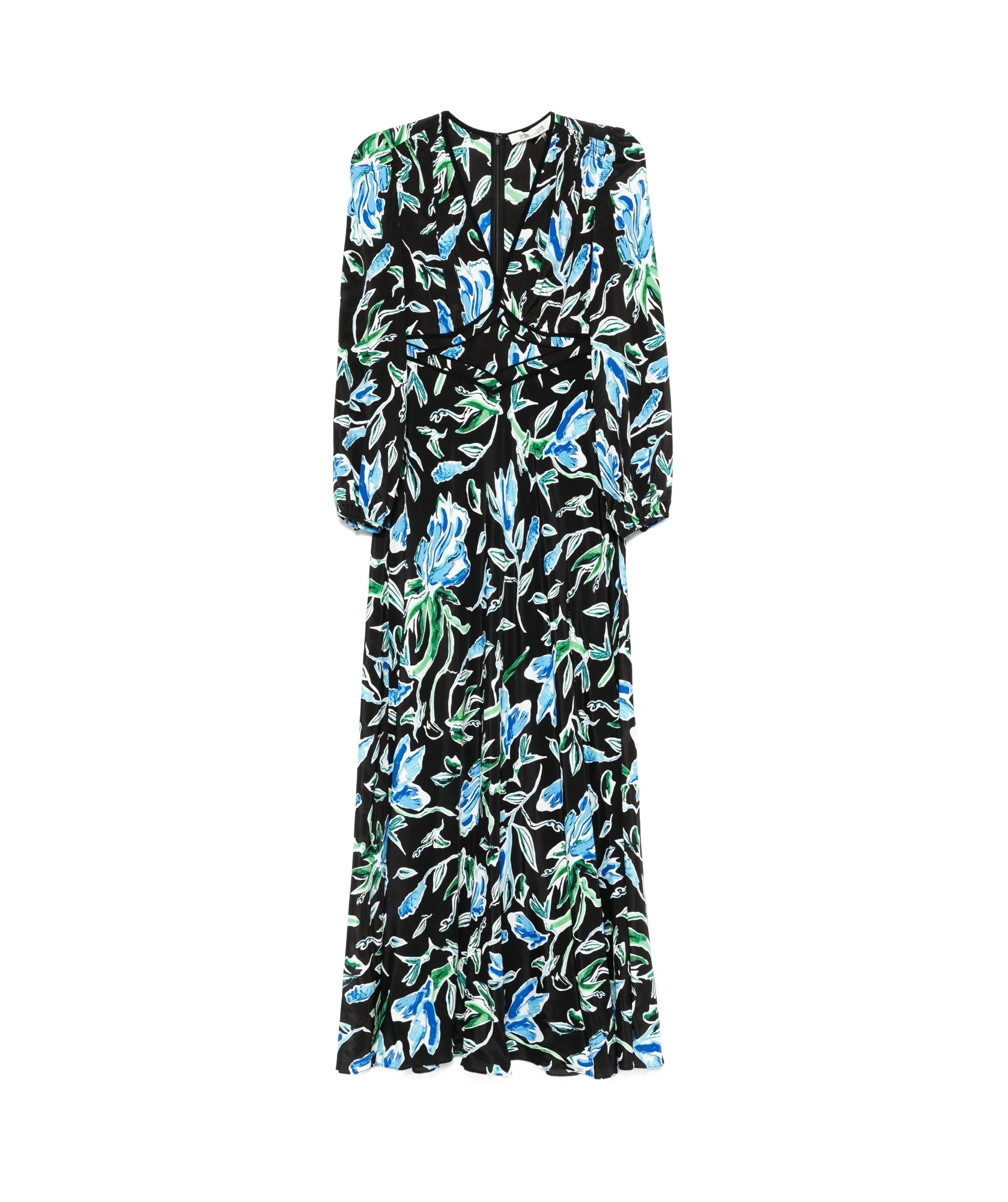Diane Von Furstenberg Blaine Floral-print Cotton-blend Poplin Midi Shirt Dress In Blue