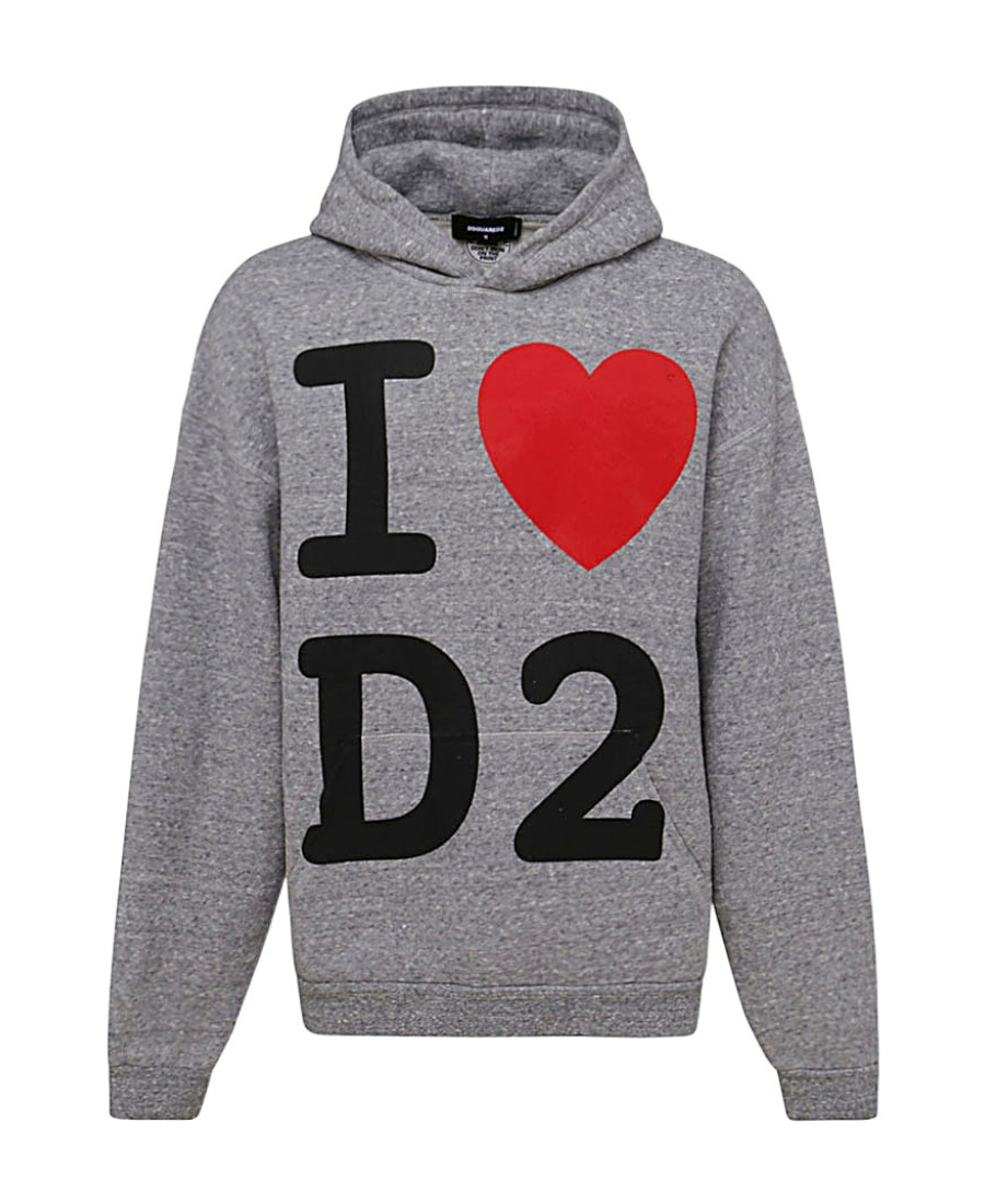Dsquared2 Graphic-print Cotton Hoodie In Gray