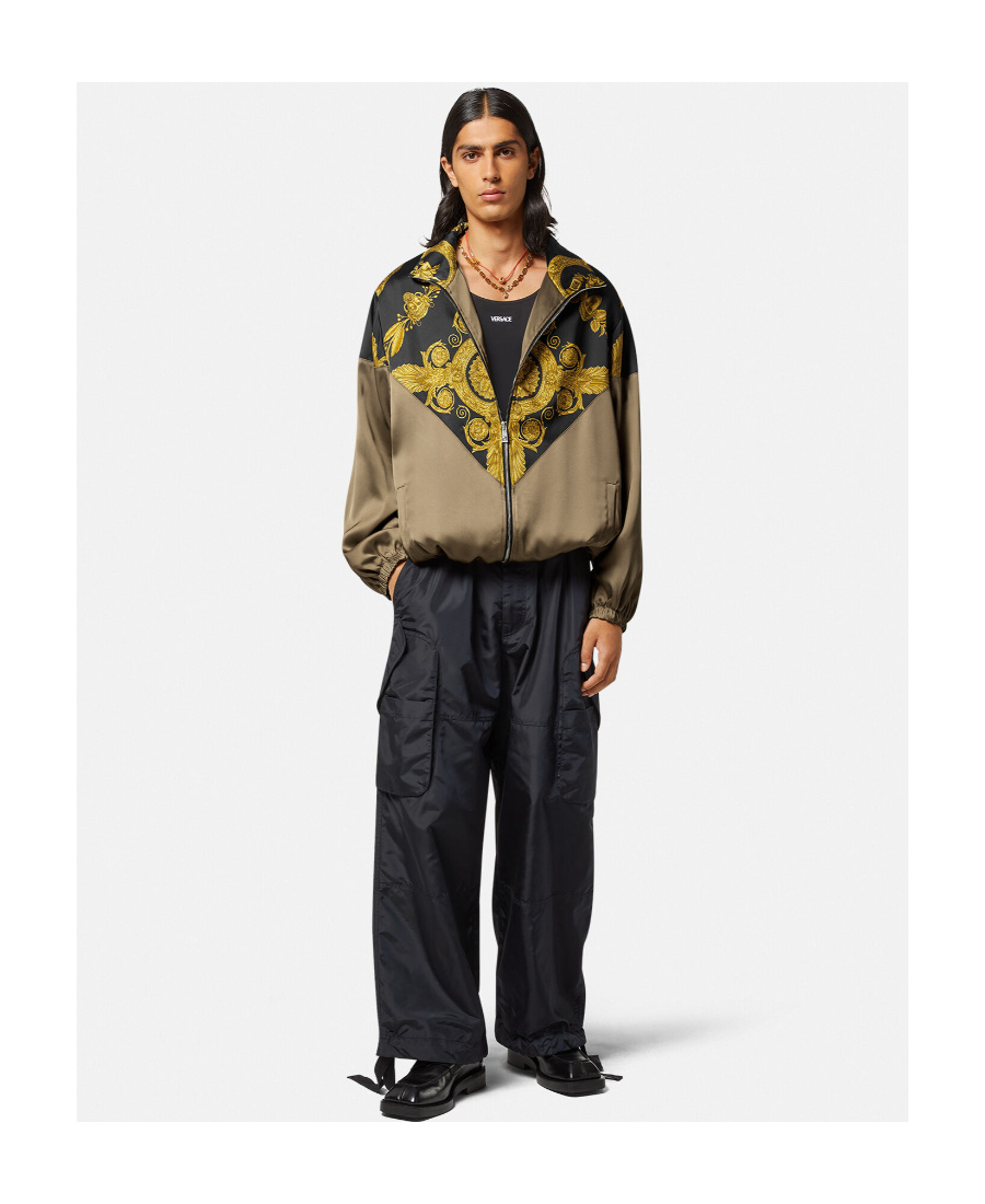 Versace Barocco Track Jacket In Brown