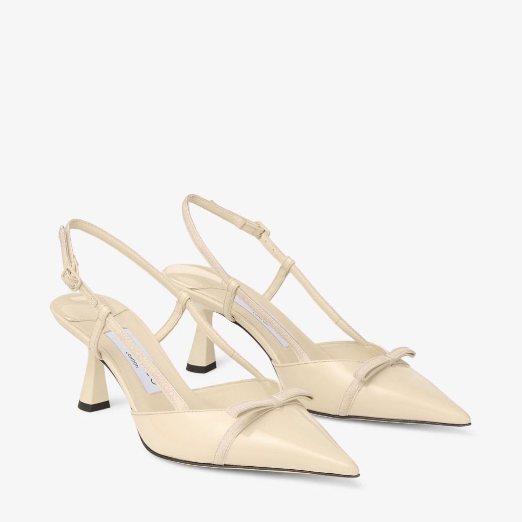 Jimmy Choo Camila Pink Slingback Pumps With Medium Heel In Leather Woman In Neutral