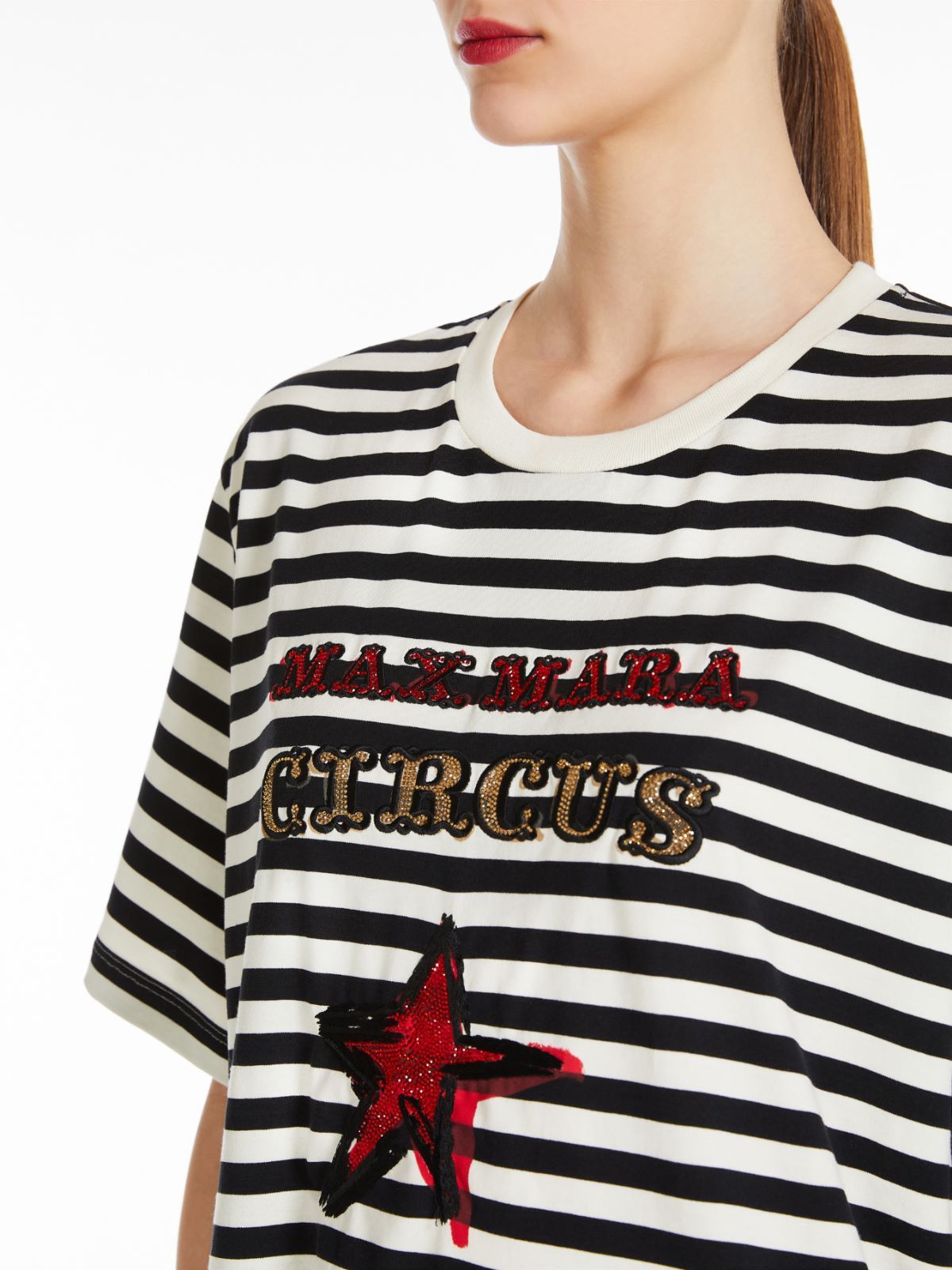 Max Mara Cotton Embellished T-shirt In Black