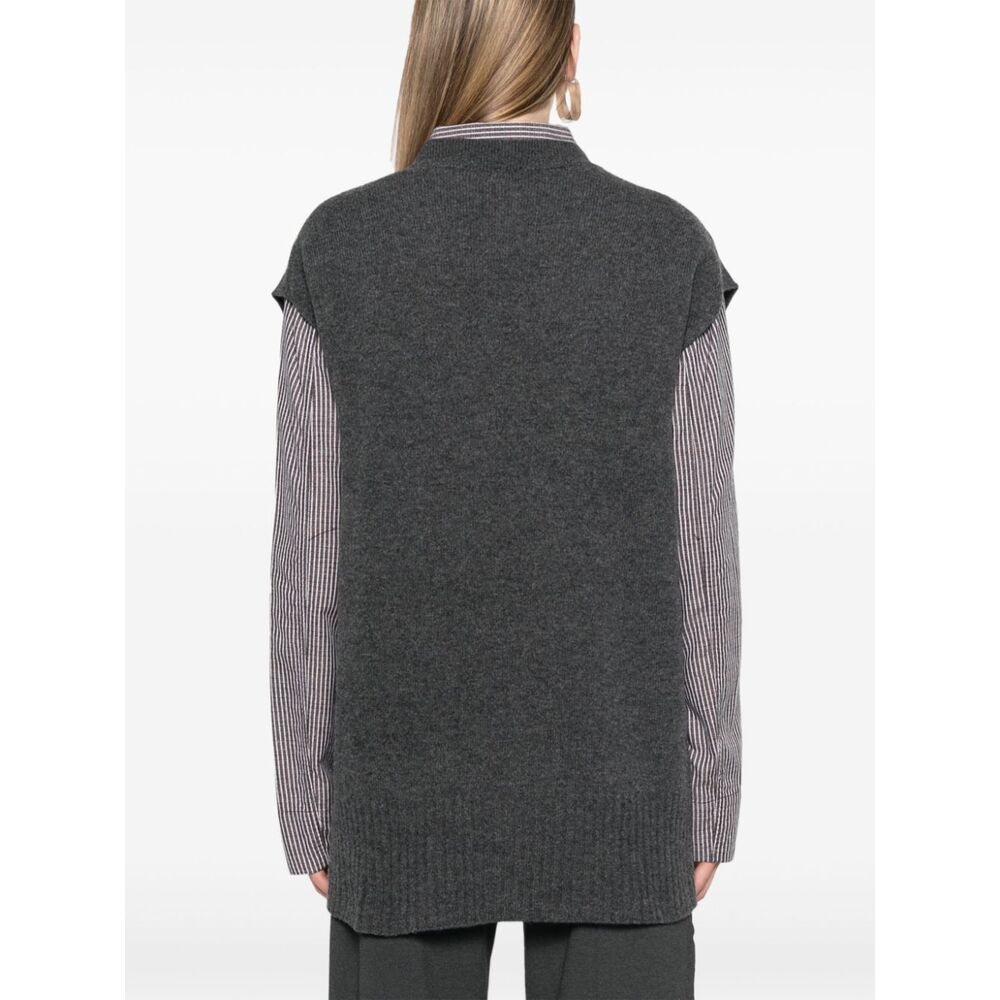 Shop Pinko V-neck Fine-knit Gilet In Black