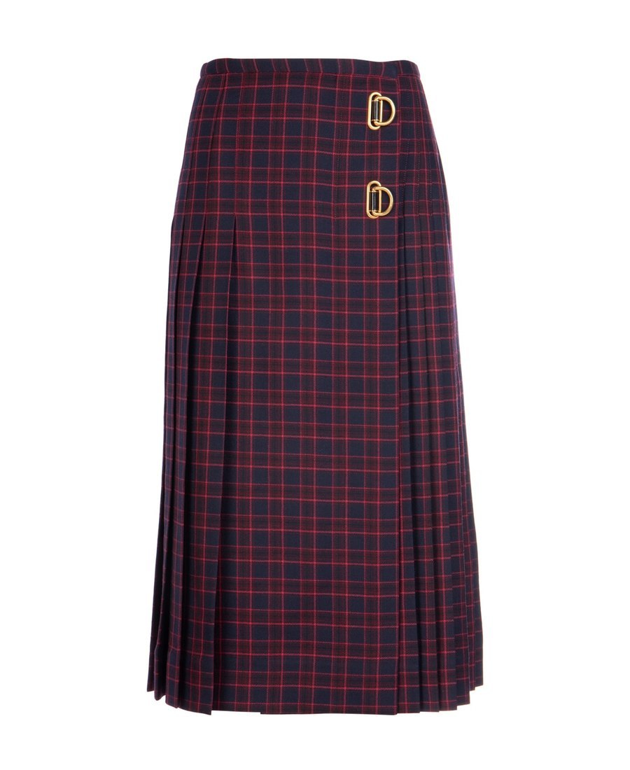 Burberry Arroux Check Print Pleated Wool Skirt In Black