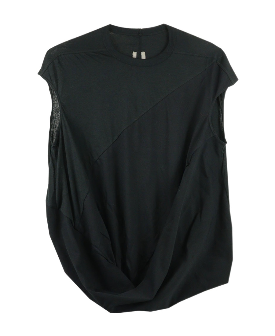 Rick Owens Irregular Short-sleeved Logo T-shirt In Black