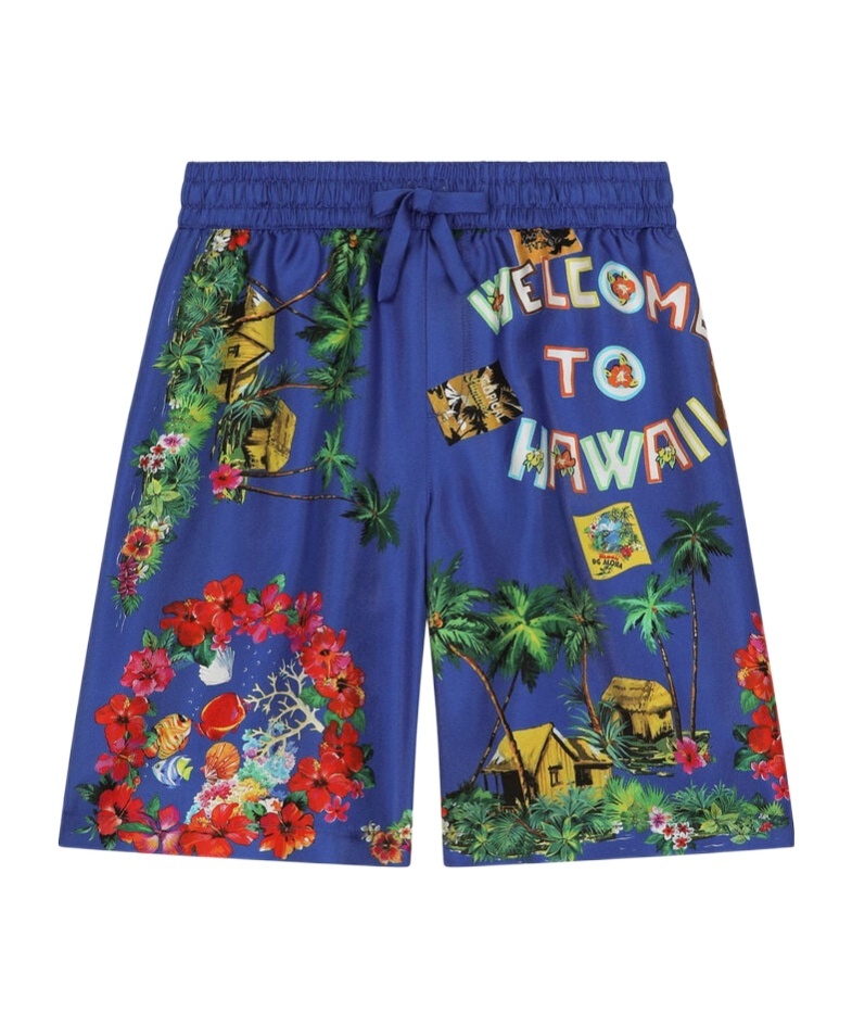 Dolce & Gabbana Hawaiian-print Bermuda Shorts In Blue