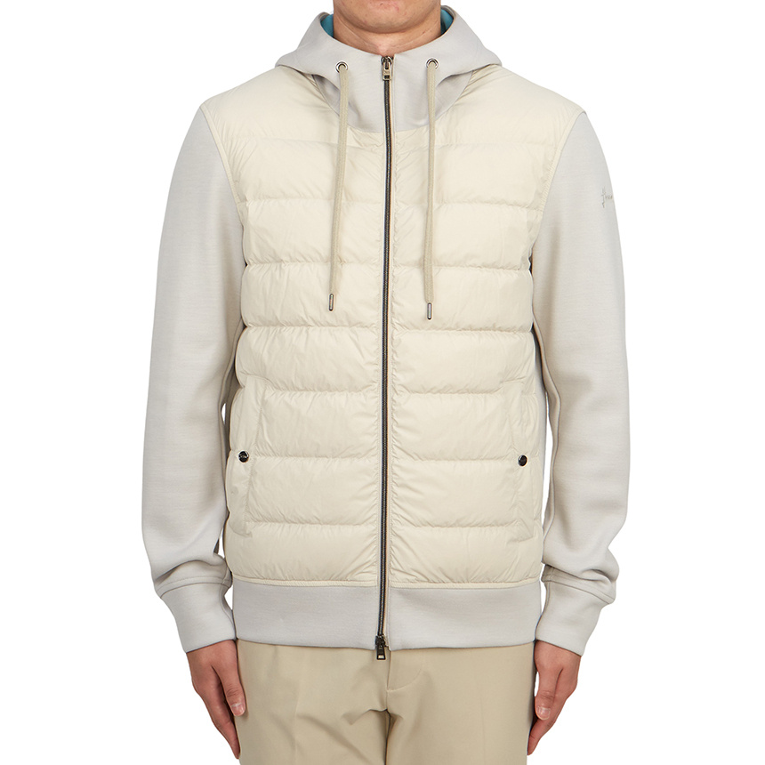Herno Zip-up Hooded Drawstring Down Jacket In White