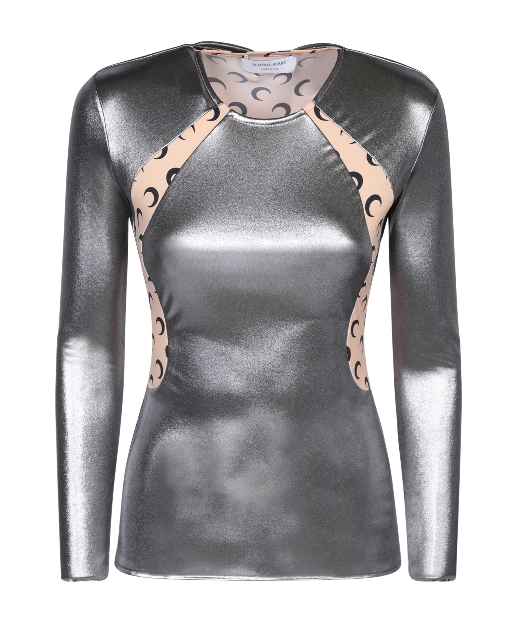 Marine Serre Crescent Moon-print Panneled T-shirt In Gray