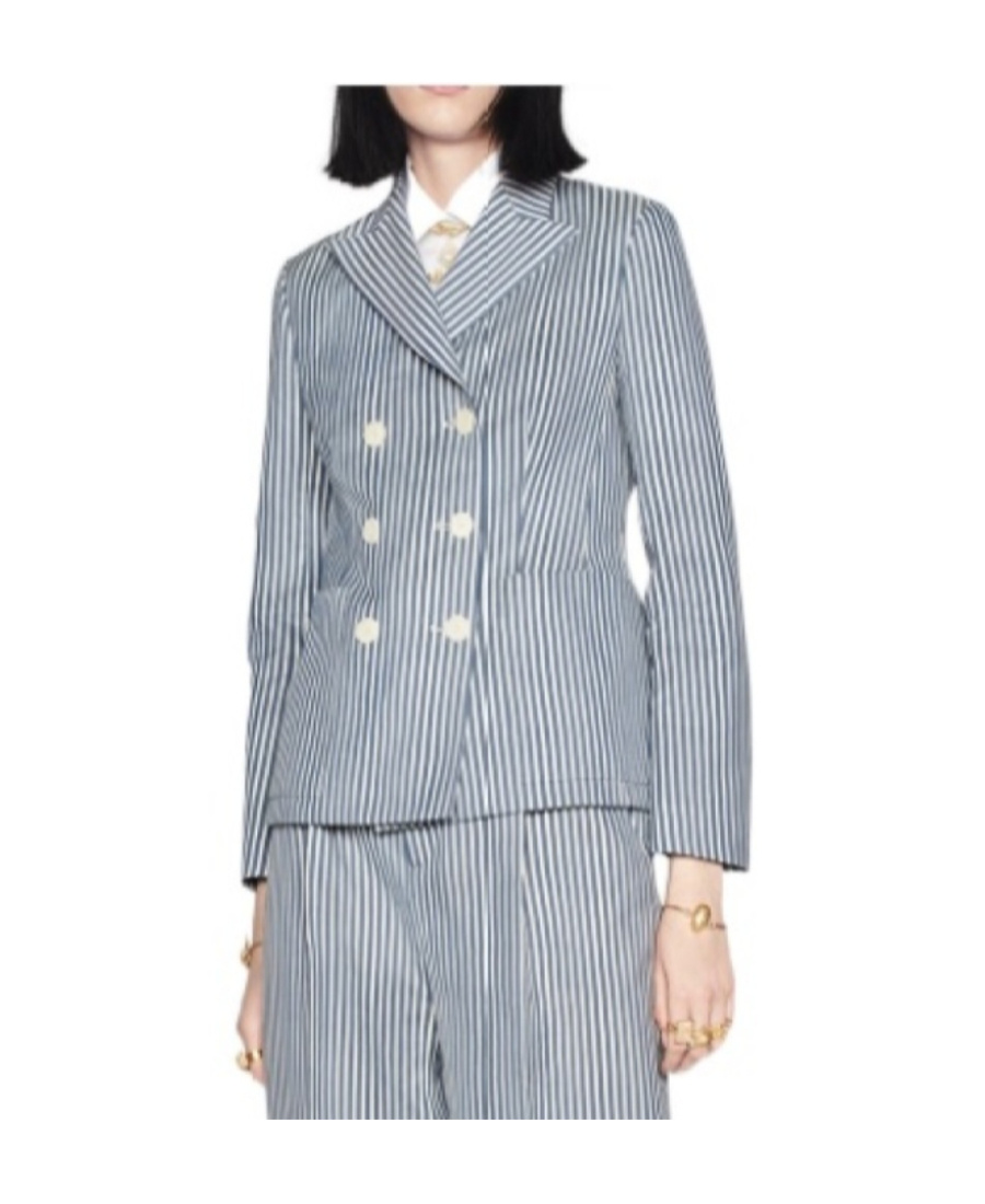 Dior Striped Suit Jacket In Gray
