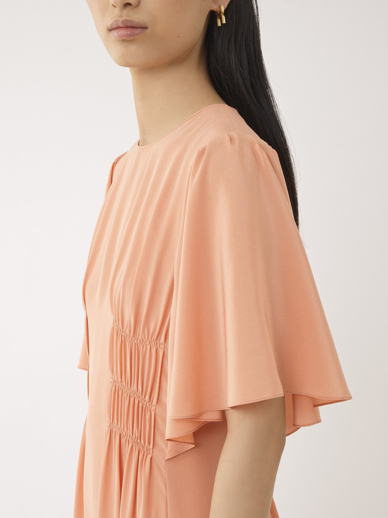 Shop Chloé Silk Midi Dress In Nude