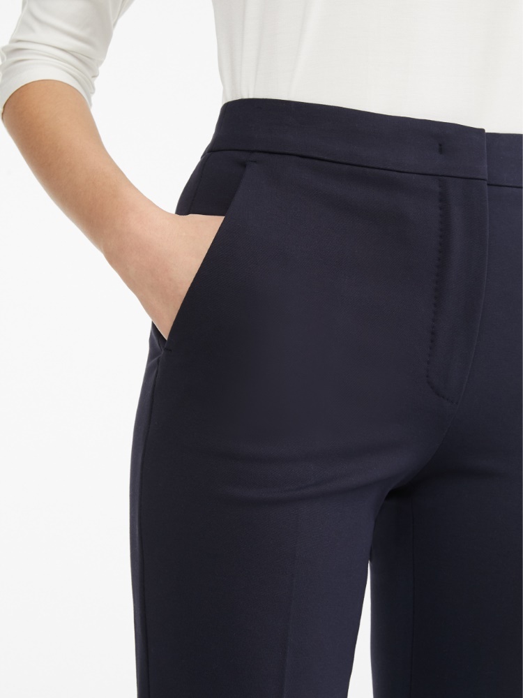 Max Mara Navy Blue Pipe Casual Pants In Blue