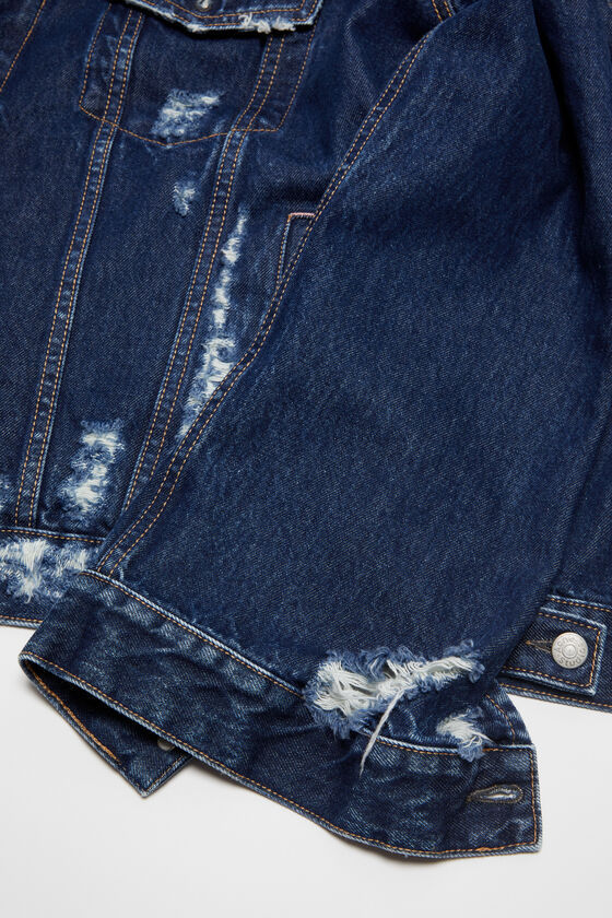 Acne Studios Distressed Oversize Denim Jacket Blue