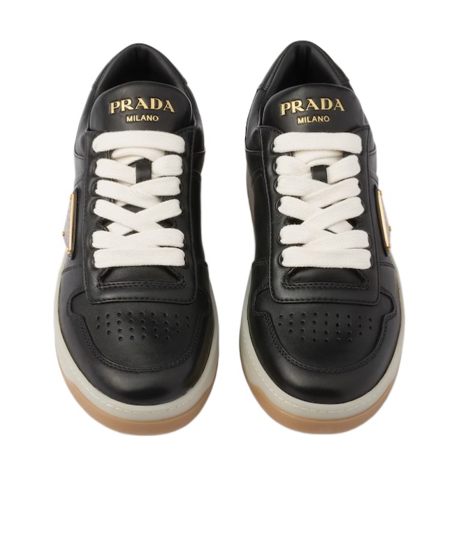 Prada Downtown Nappa Leather Sneakers In Black