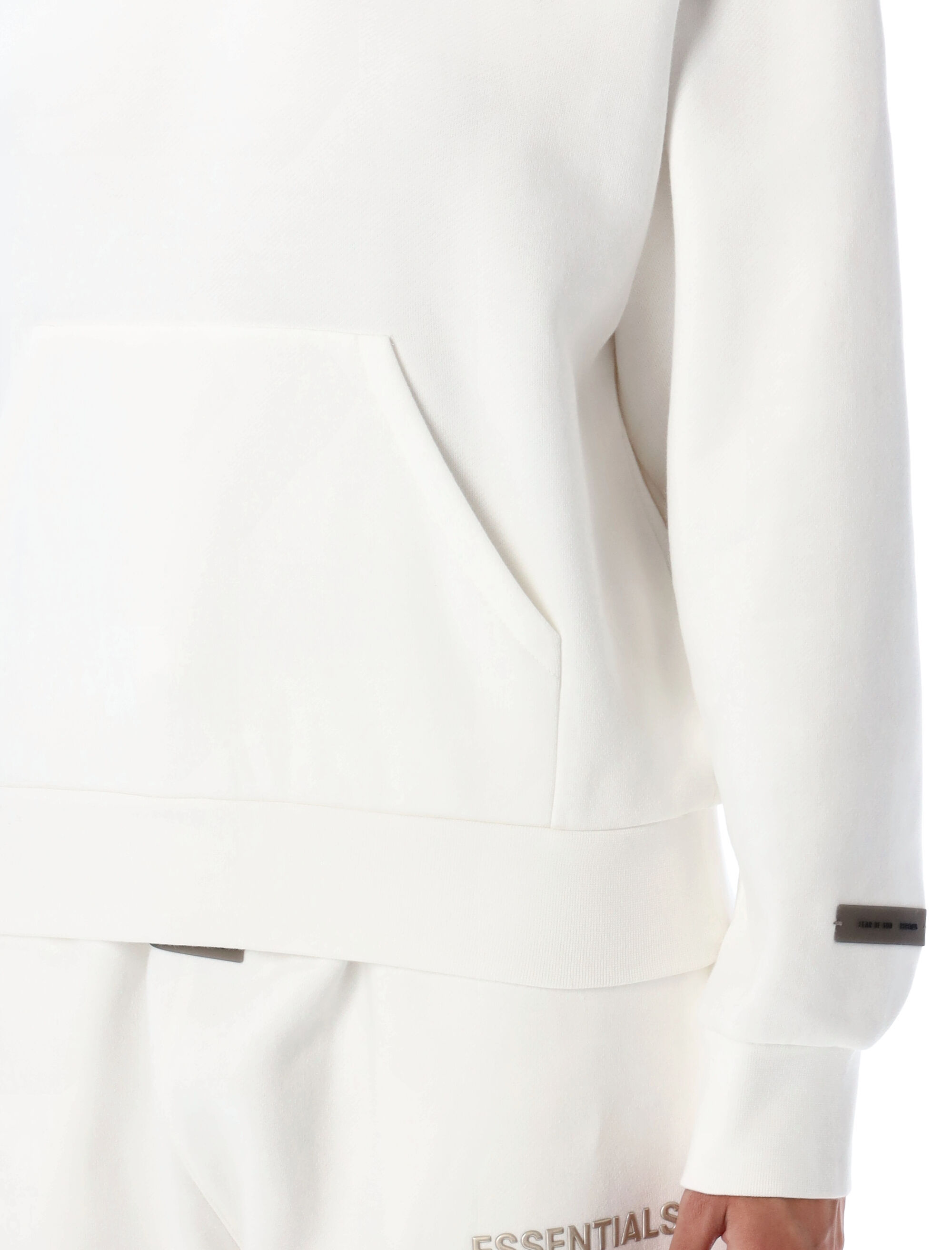 Essentials Fear Of God Logo Patch Classic Fit Hoodie In White