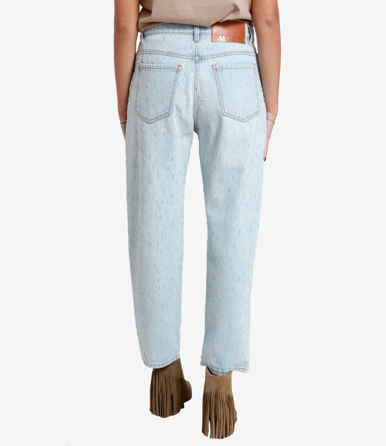 Msgm Distressed-effect Boyfriend Jeans In Blue