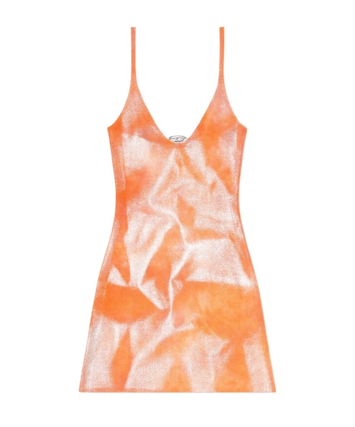 Diesel Knitted Dress With Metallic Accent In Pink