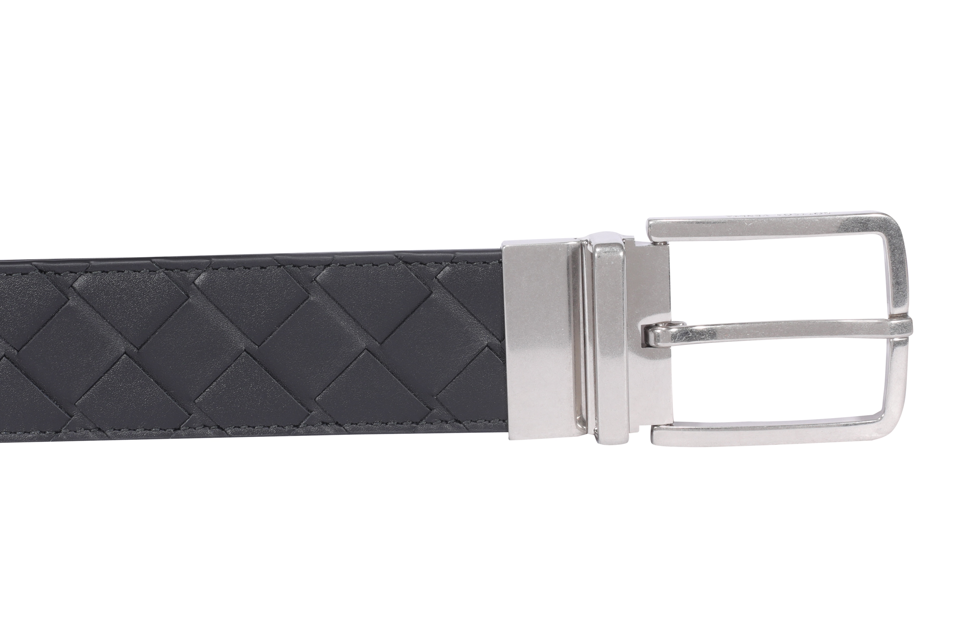 Bottega Veneta Intrecciato Leather Belt In Black