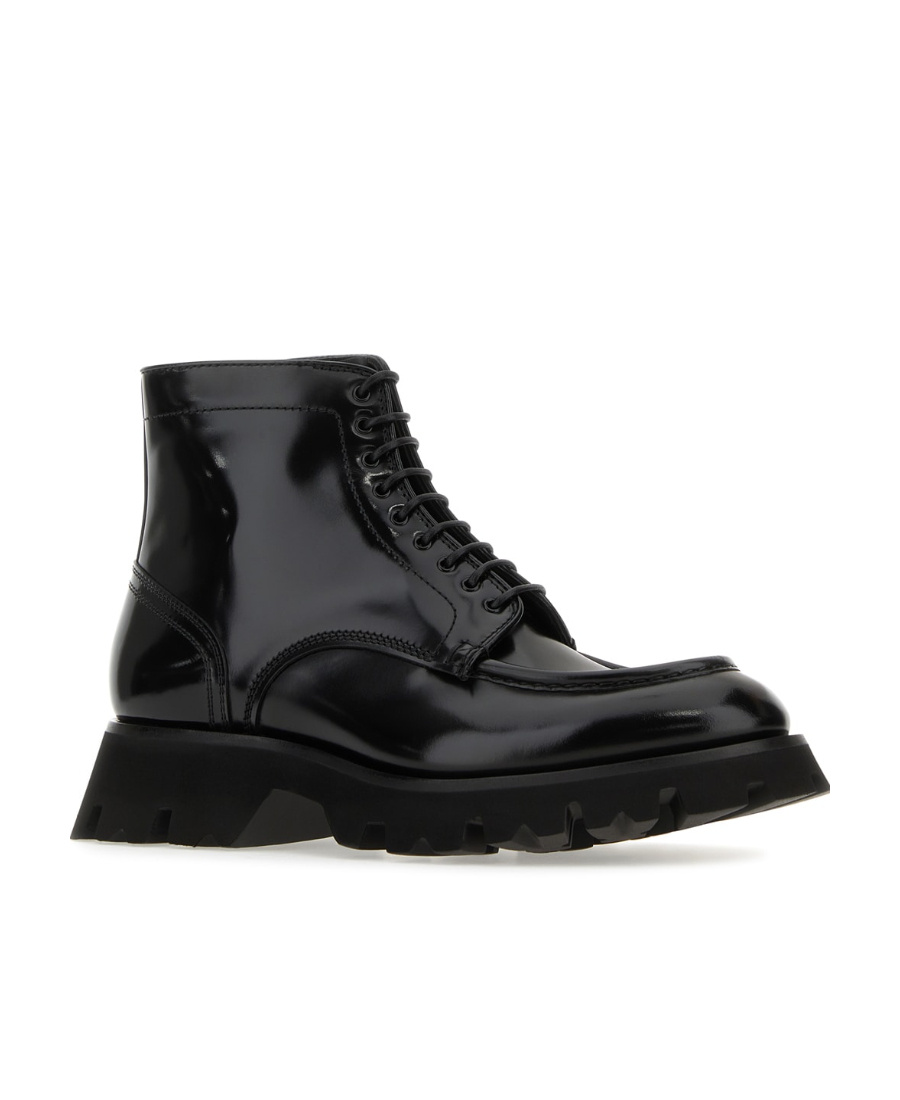 Santoni Round Head Lace-up Boots In Black