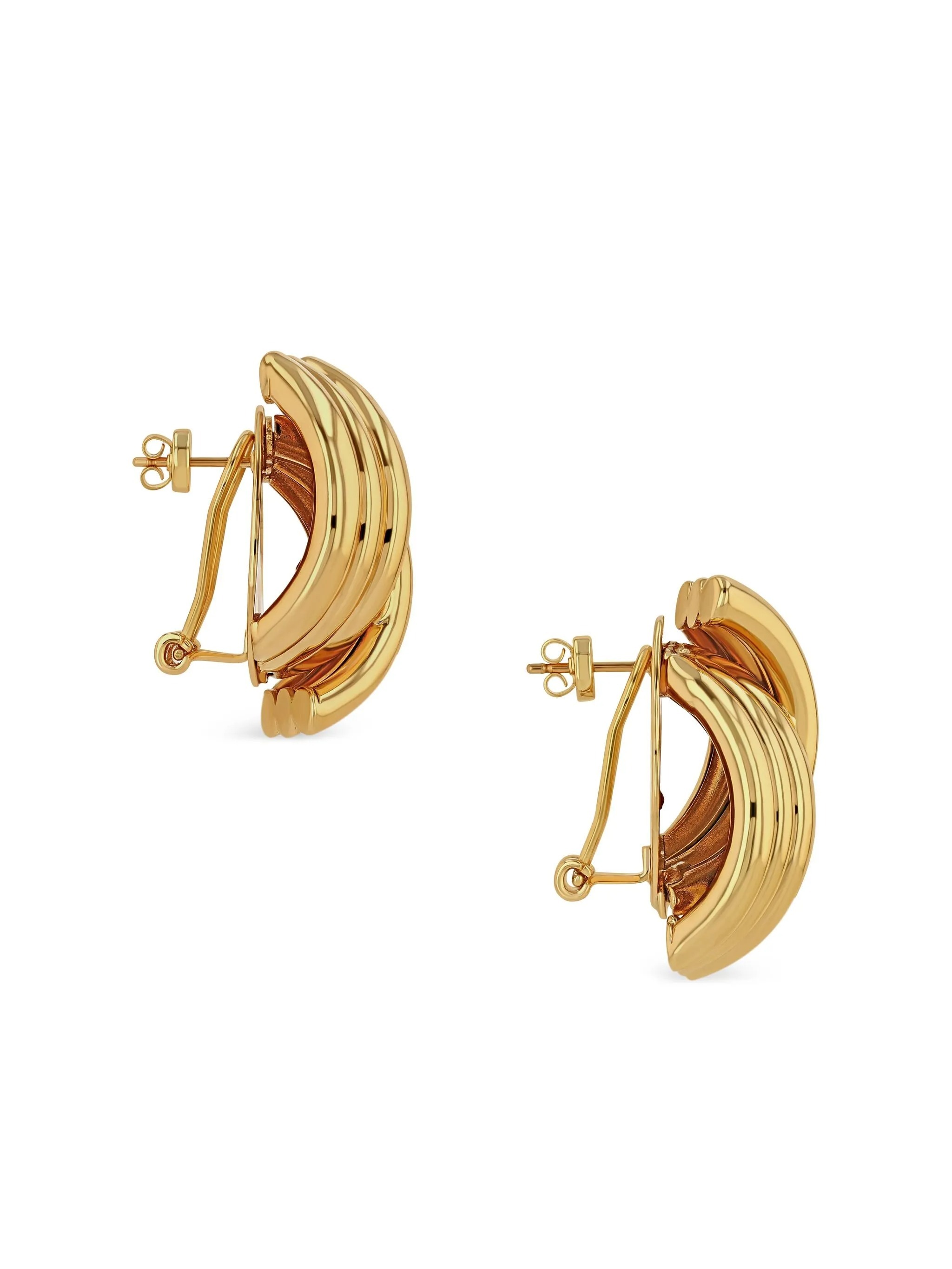 Shop Anine Bing Crossover Ribbed Earrings In Yellow