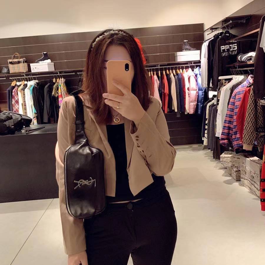 Saint Laurent Monogram Leather Belt Bag In Black