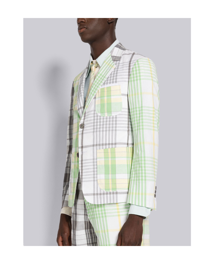 Thom Browne Checked Single-breasted Blazer In White