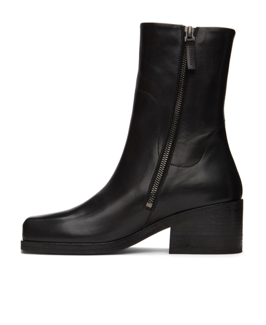 Marsèll Square Toe Leather Ankle Boots In Black