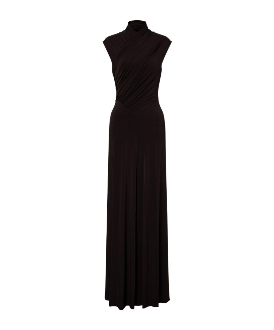 Alberta Ferretti Womens Black Draped Sleeveless Stretch-woven Maxi Dress In Black