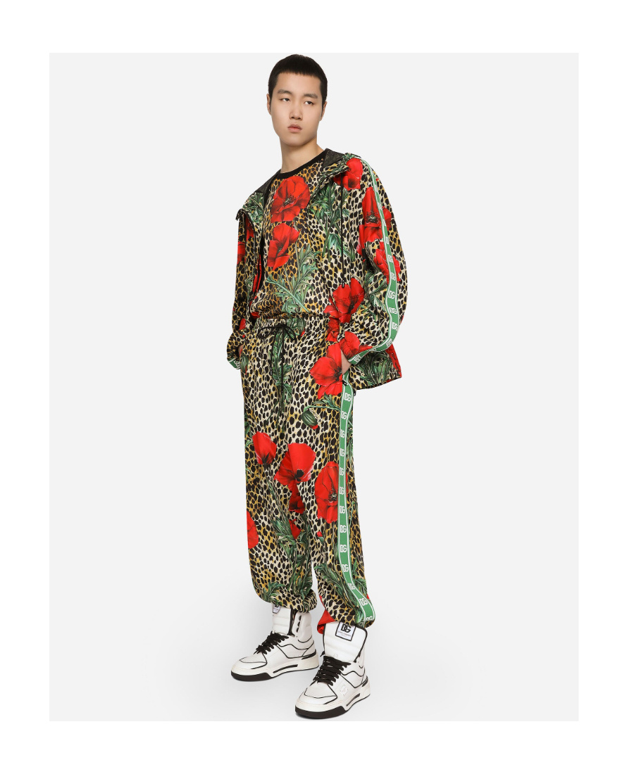 Dolce & Gabbana Floral-print Hooded Jacket In Multicolor