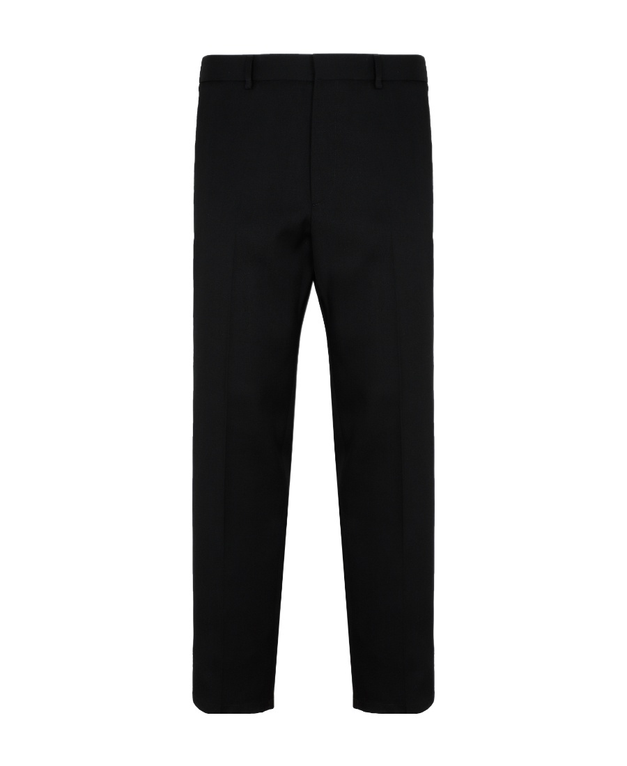 Jil Sander Wool Logo Cuffed Trousers In Black