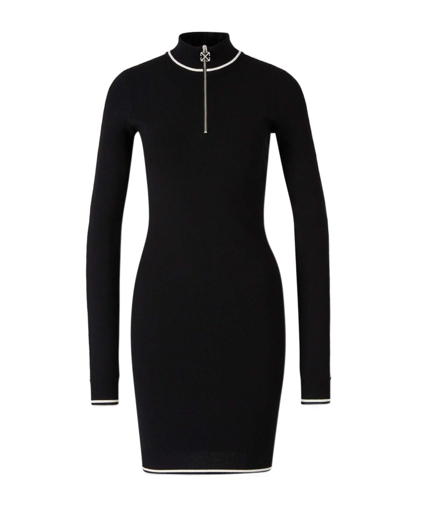 Off-white Long-sleeved Dress In Black