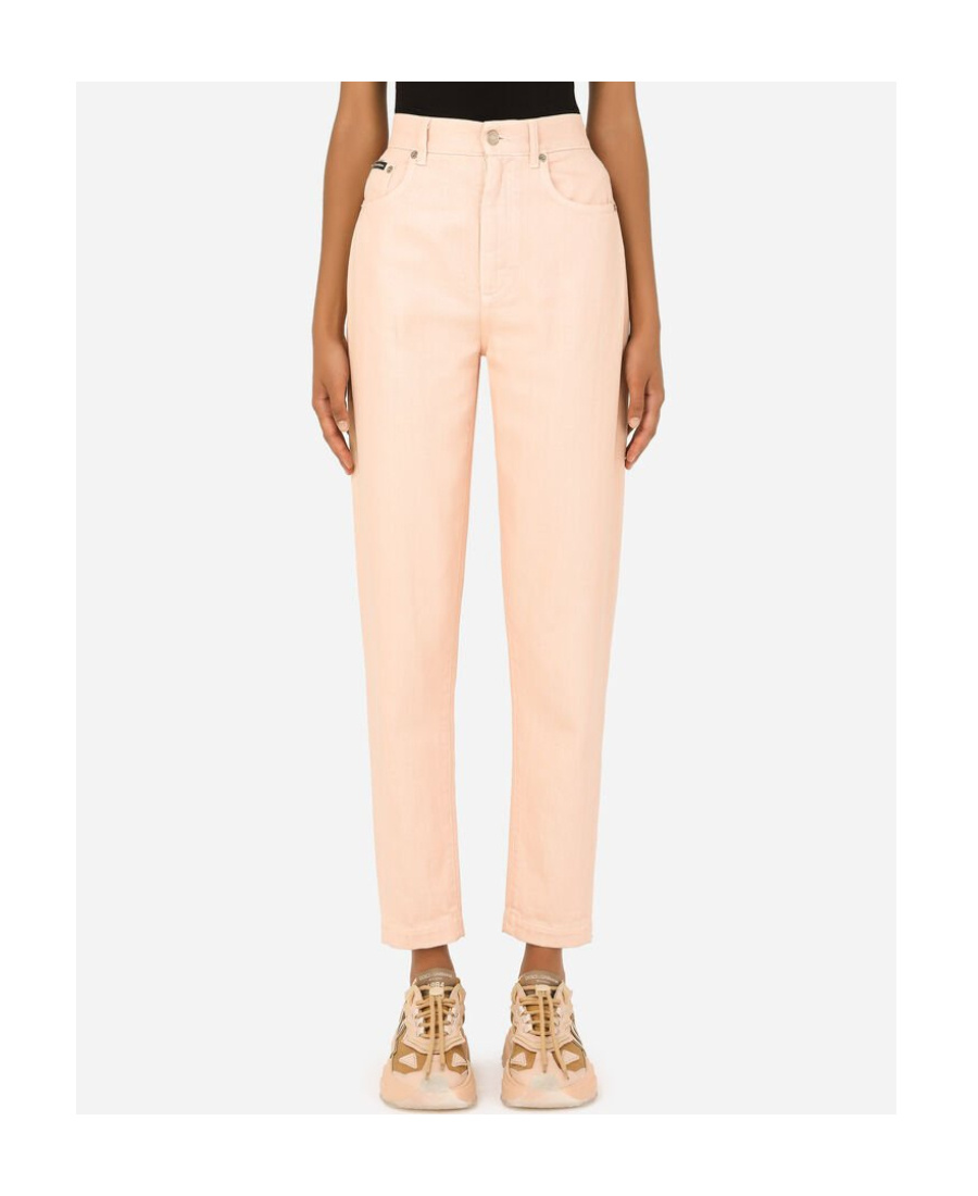 Dolce & Gabbana Tapered High-waisted Trousers In Nude