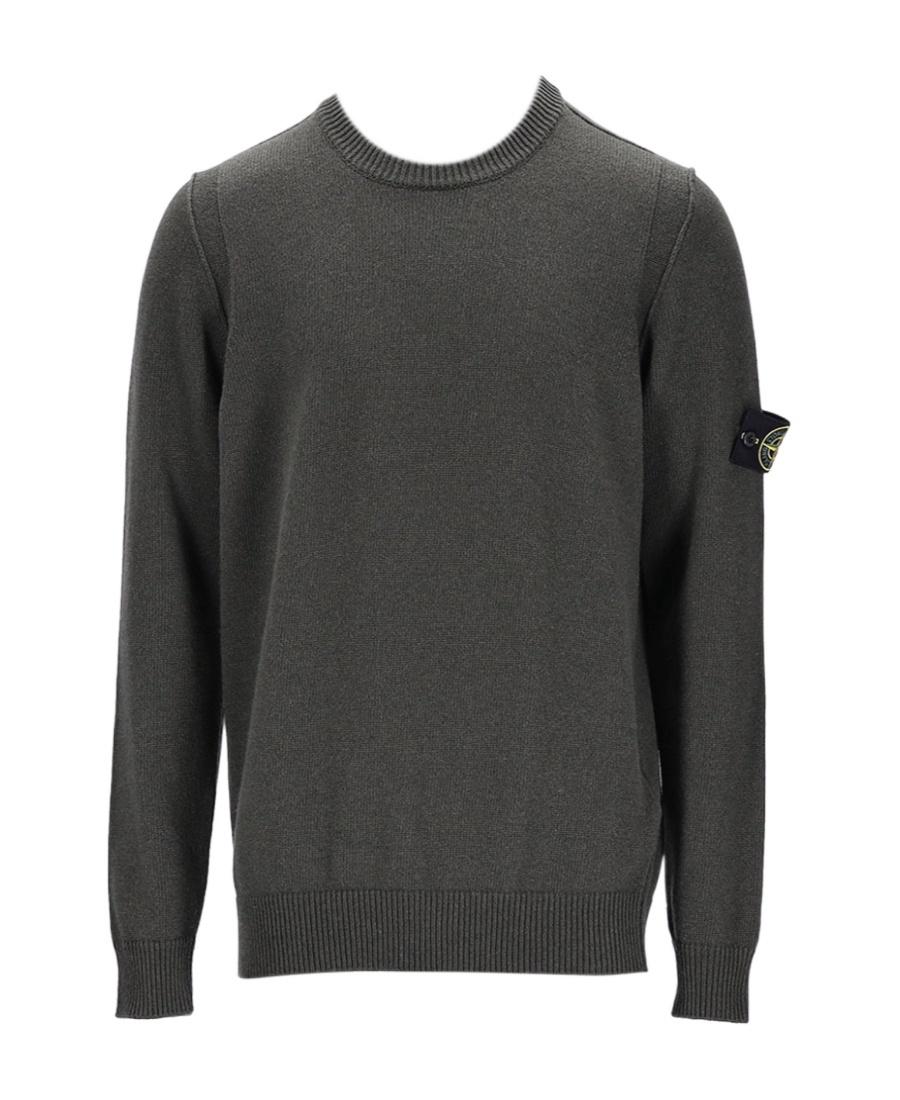 Stone Island Compass Patch Fine-knit Sweatshirt In Black