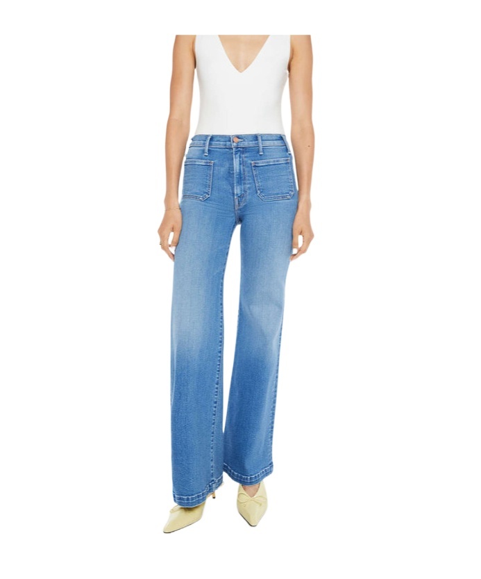 Mother The Hustler Roller Patch Pocket Sneak Piece By Piece Jeans In Blue