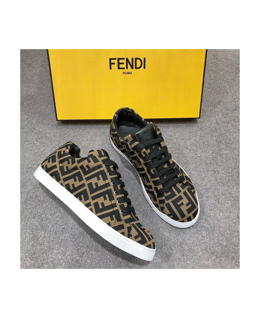Fendi Ff Motif Mesh Sneakers In Black