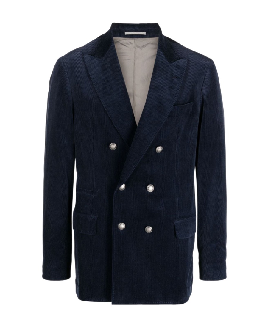 Brunello Cucinelli Double-breasted Corduroy Blazer In Black