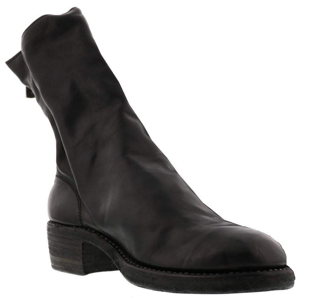 Guidi Cracked-effect Mid-calf Boots In Black