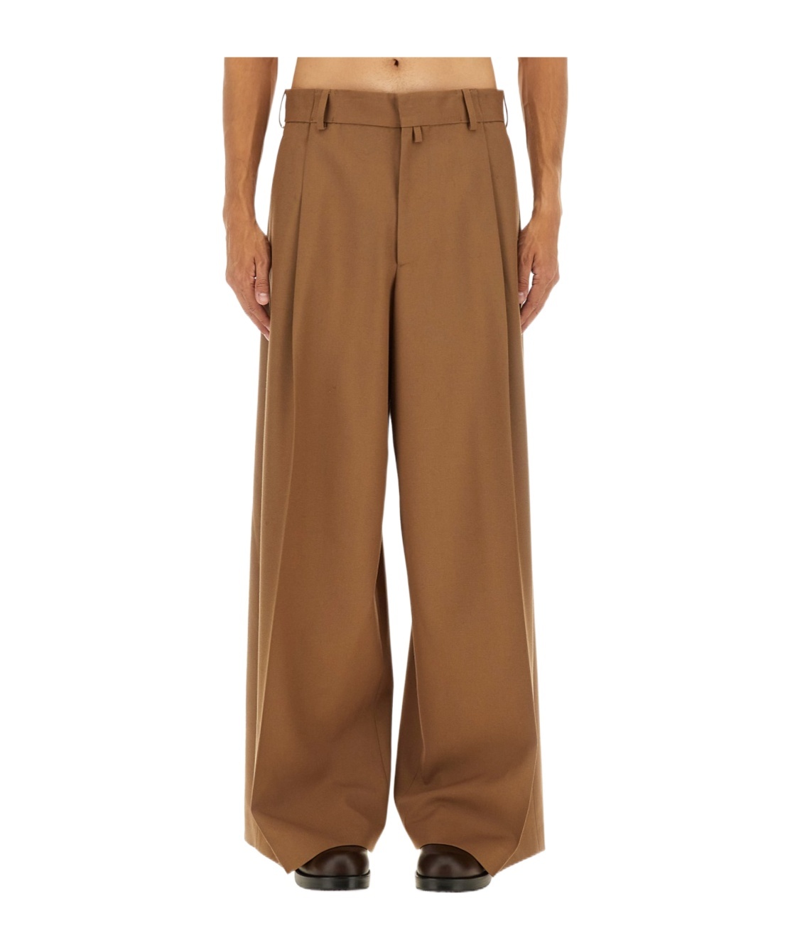 Dries Van Noten Wide Leg Trousers Featuring Pleats In Brown