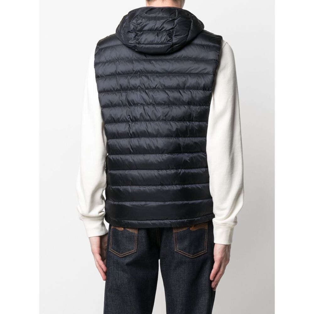 Paul & Shark Detachable-hood Ultralight Vest In Black