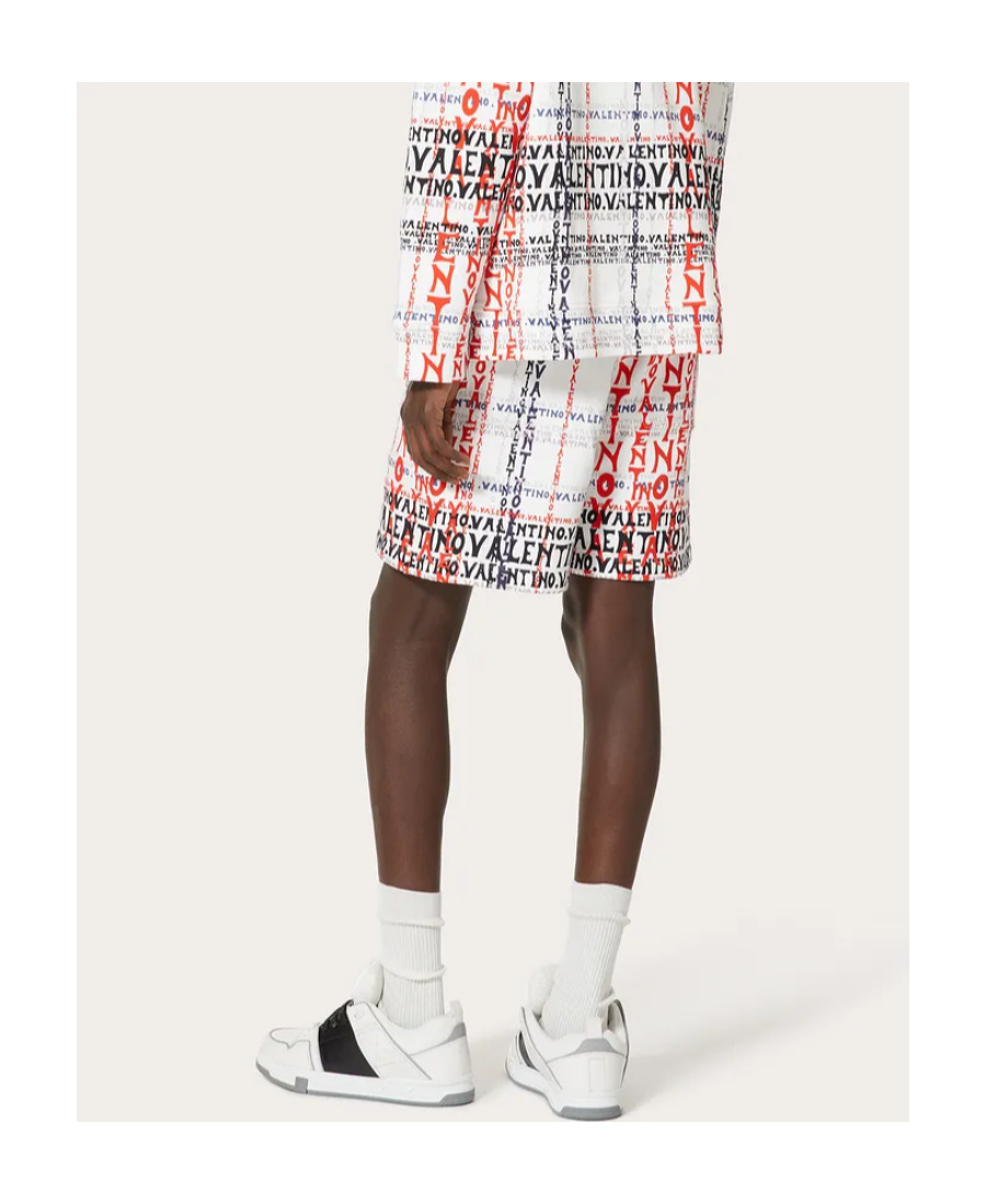 Valentino All-over Logo-print Track Shorts In White