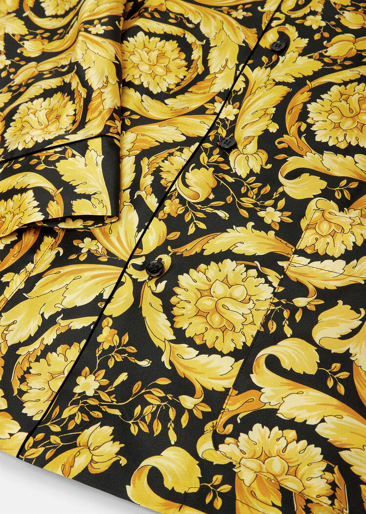 Versace Barocco-print Pajama Top In Multicolor