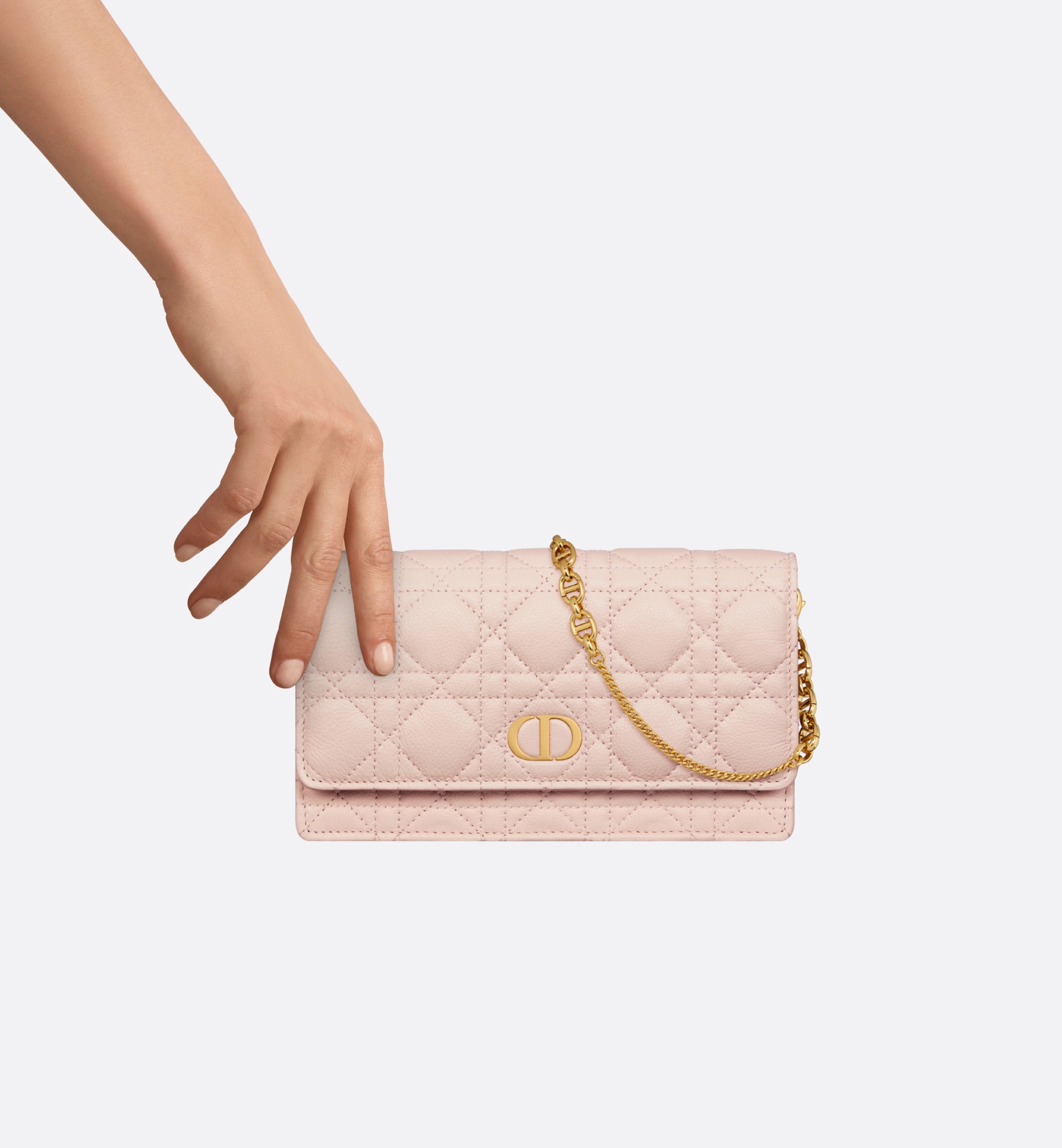 Dior Caro Quilted Leather Crossbody In Pink