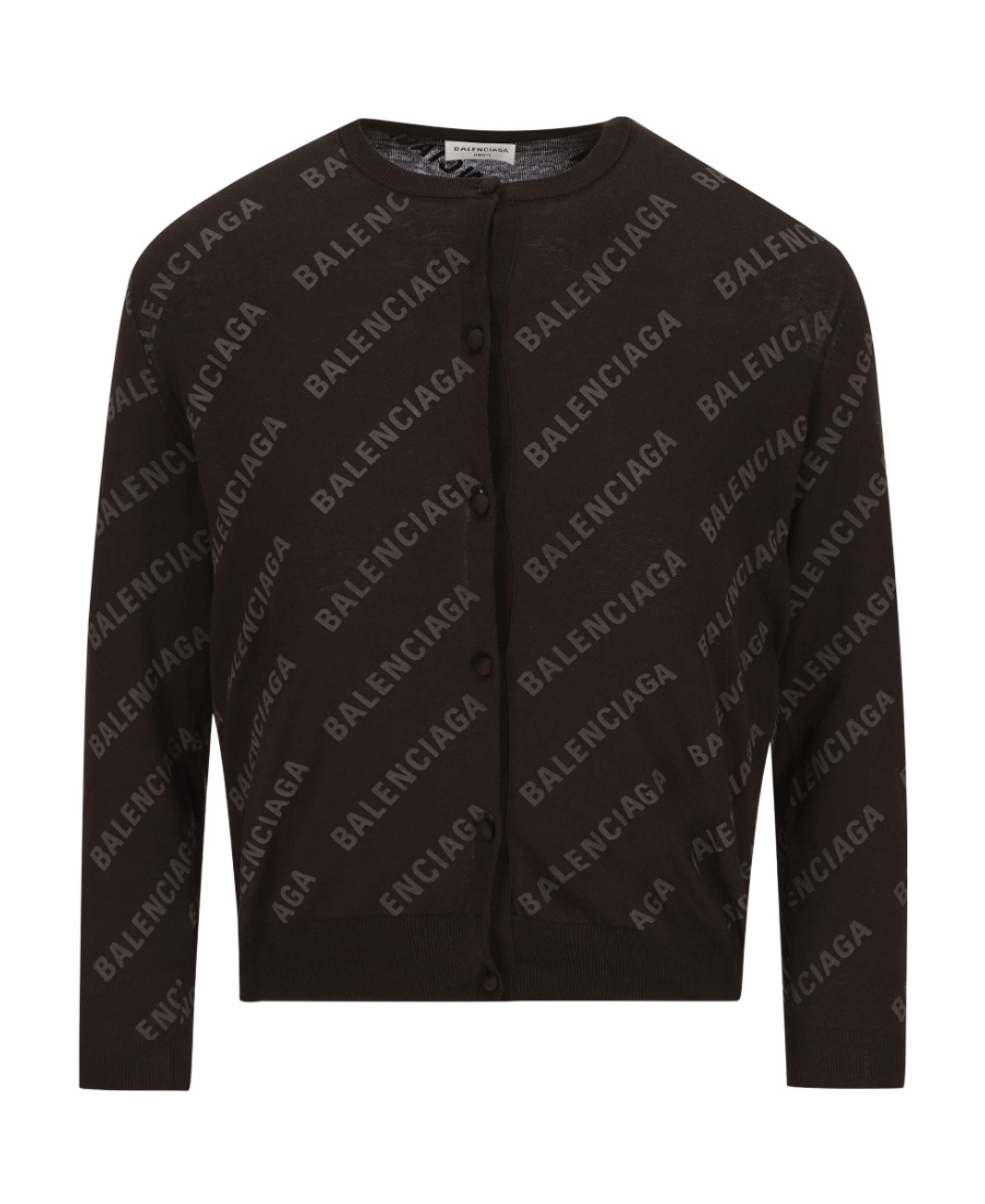 Balenciaga Logo-print Cropped Cardigan In Black