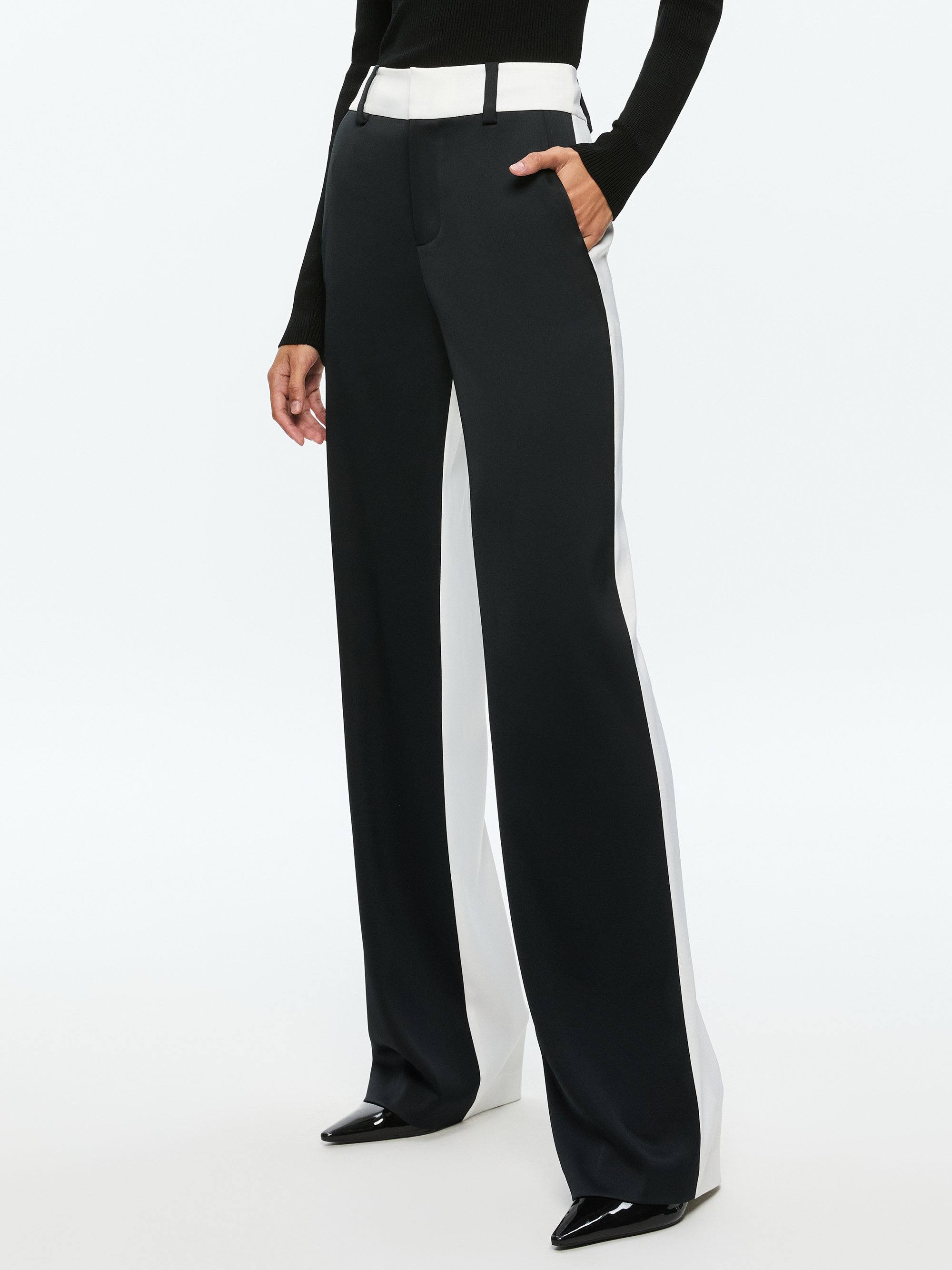 Alice And Olivia Belt-loop Casual Pants In Black/gray